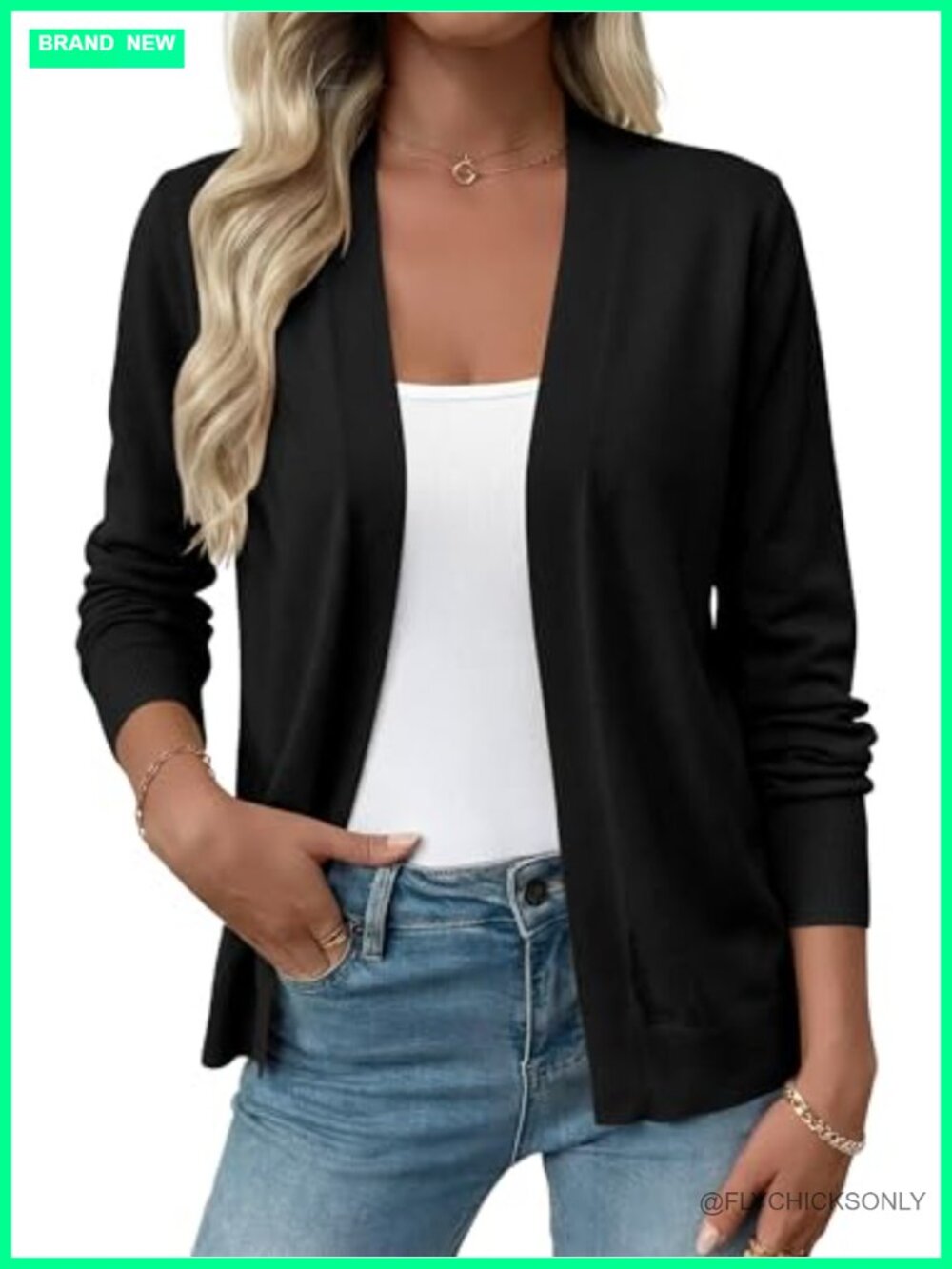 Women's Lightweight Open Front Cardigan - Soft Knit Long Sleeve Shrug, Daily